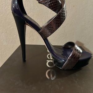 Bebe Helena Pewter Black and Purple Heels  Size 7